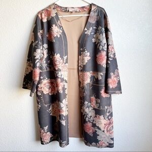 Philosophy Jacket Floral Faux Suede Lightweight Open Jacket size 1X